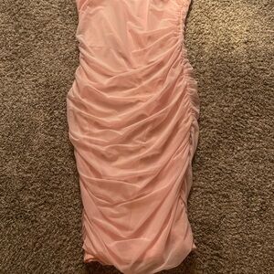 Elegant Pink Ruched Dress